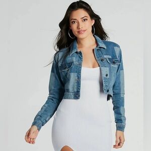 Windsor Art Of Patchwork Crop Denim Jacket